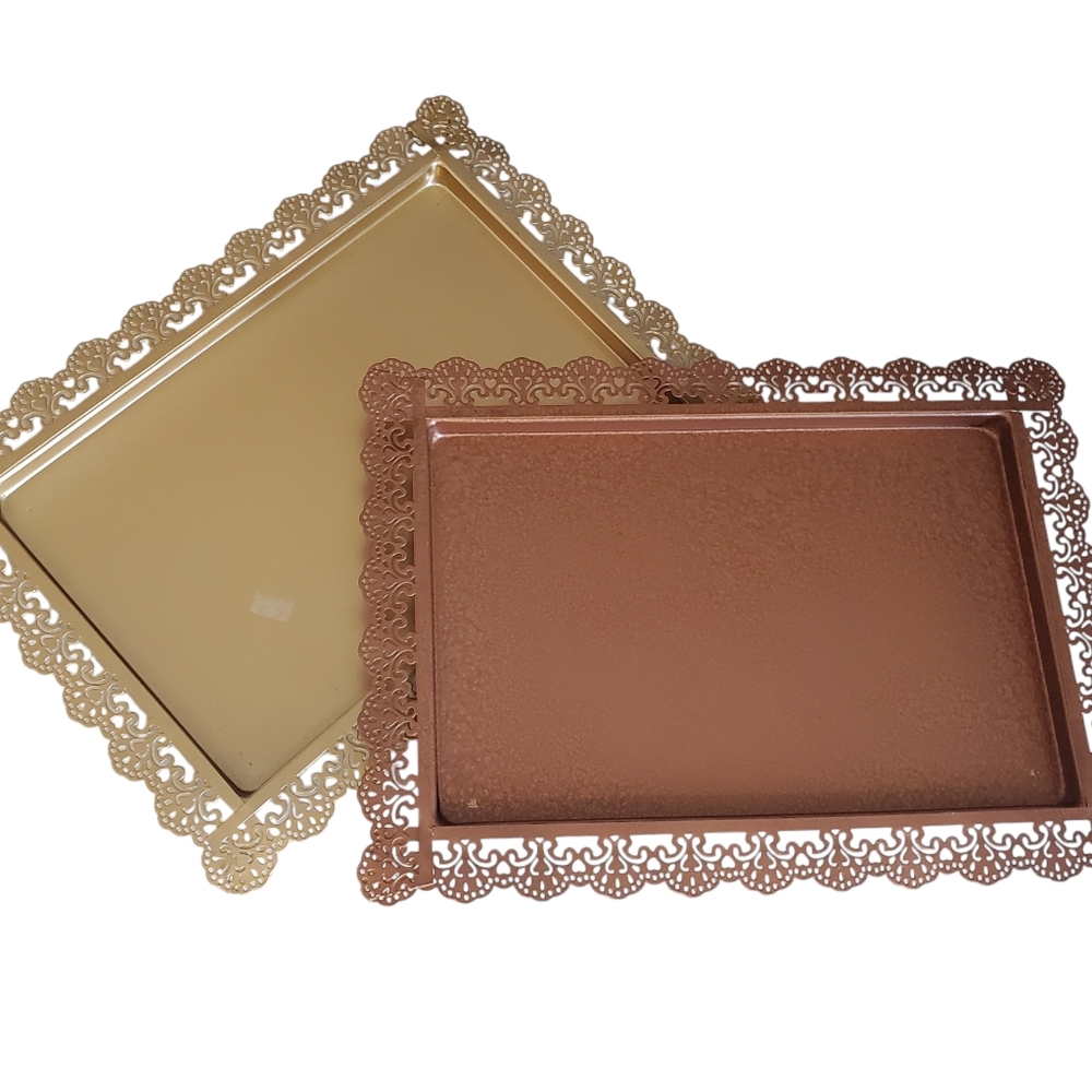 Metal Jewelry Trays 2 Piece Gold / Copper Color Organization